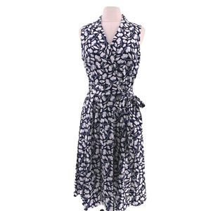ANNE KLEIN Collar Wrap Dress White Floral 12 NEW